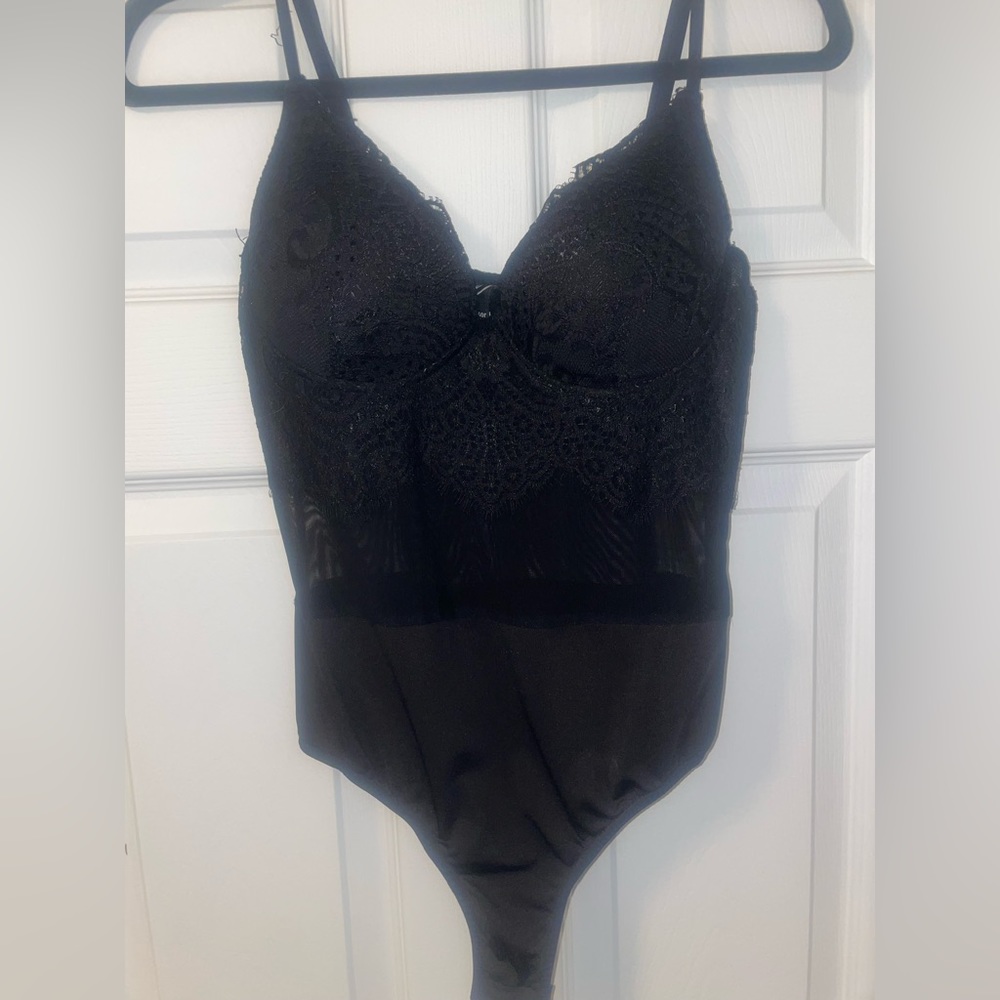 lace/mesh padded black bodysuit